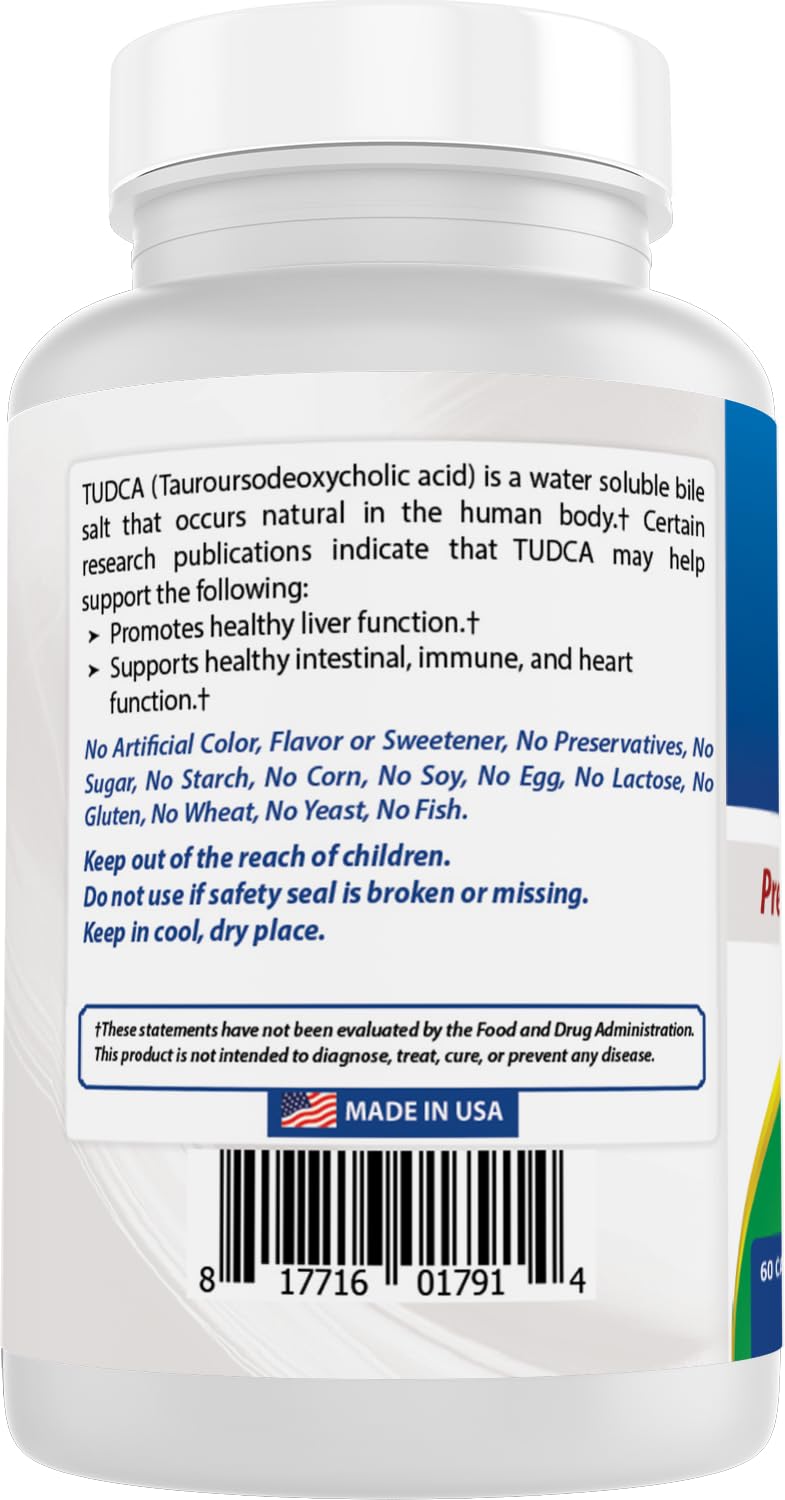 Best Naturals TUDCA 250mg (Tauroursodeoxycholic Acid) - 60 Veg Capsules - 2 Months Supply (60 Count (Pack of 1)) (60 Count (Pack of 1))