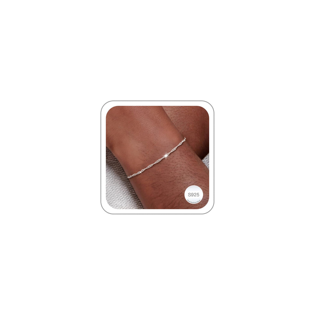 Carffordo 925 Sterling Silver Bracelets for Women, Twist Silver Bracelet
