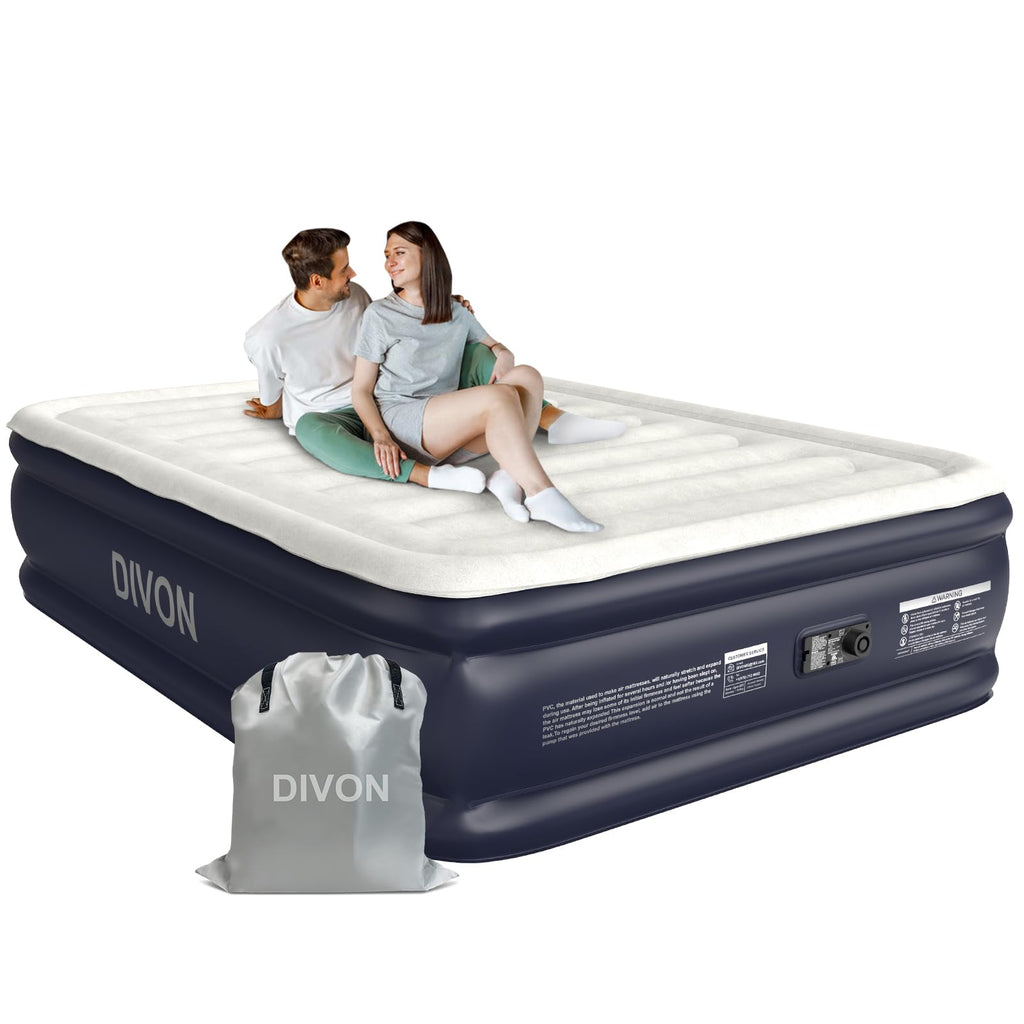 Air Mattress Full with Built in Pump,18''Raised Blow Up Mattress 2 Mins Self-Inflation/Deflation,Upgraded Thicker Inflatable Mattress，Air Bed with Storage Bag for Guests,Home，Camping，660 lbs Max