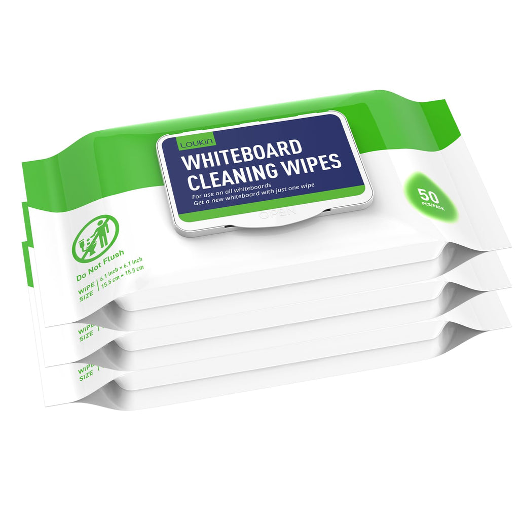 loukin Dry Erase Wipes, Whiteboard Cleaning Wipes, 50 Count, 3 Pack