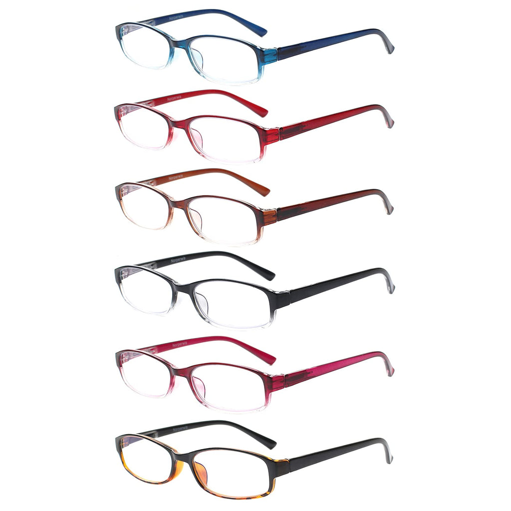 NORPERWIS 6 Pack Ladies Reading Glasses for Women Blue Light Blocking Spring Hinge Fashion Eyeglasses Readers for Women (Mix Color, 2.00)