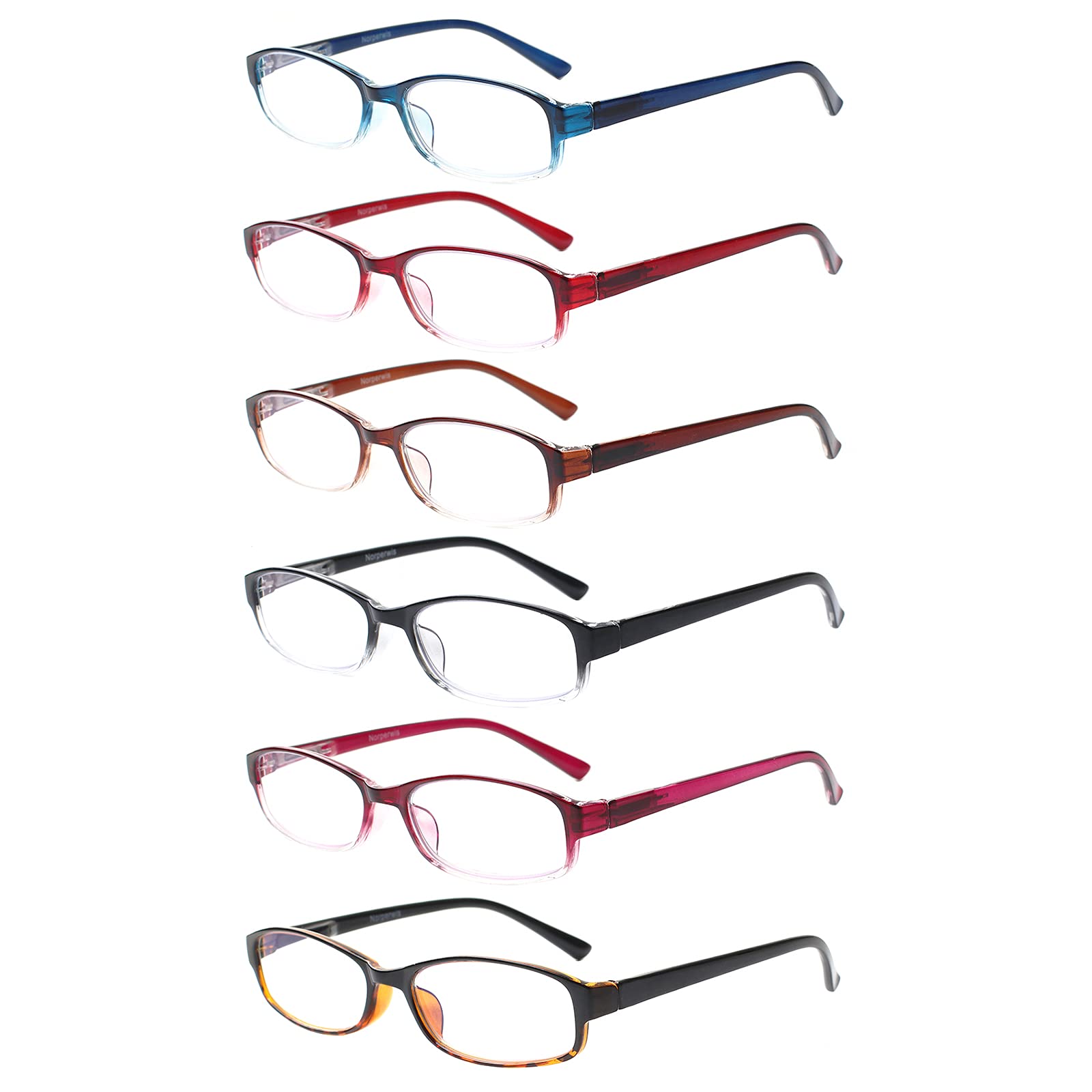 NORPERWIS 6 Pack Ladies Reading Glasses for Women Blue Light Blocking Spring Hinge Fashion Eyeglasses Readers for Women (Mix Color, 2.00)