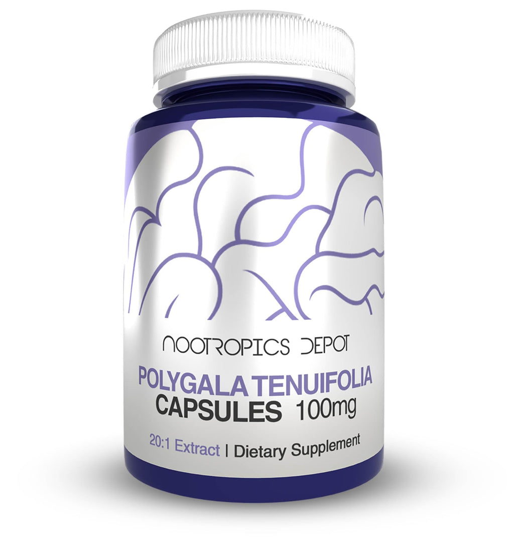 Nootropics Depot Polygala tenuifolia Capsules | 100mg | 180 Count | 20:1 Extract | Yuan Zhi | Promotes Cognitive Function, Learning and Memory | Supports Healthy Stress Levels | Adaptogen Supplement