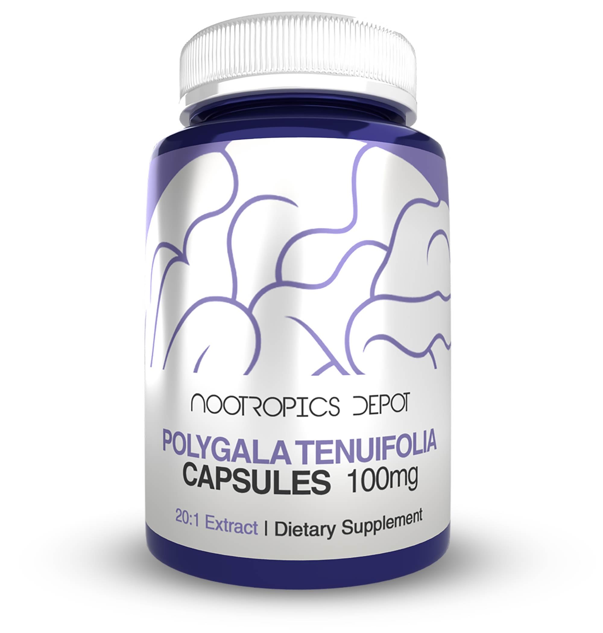 Nootropics Depot Polygala tenuifolia Capsules | 100mg | 180 Count | 20:1 Extract | Yuan Zhi | Promotes Cognitive Function, Learning and Memory | Supports Healthy Stress Levels | Adaptogen Supplement