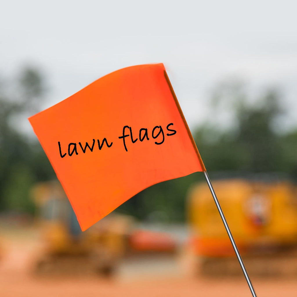 Zozen 50Pack Fluorescent Orange Marking Flags, 15x4x5 In Yard Flag for Lawn