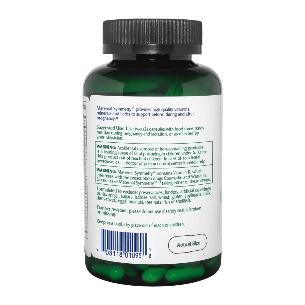 Vitanica Maternal Symmetry, Prenatal and Postnatal Vitamins, Vegan/Vegetarian, 180 Capsules
