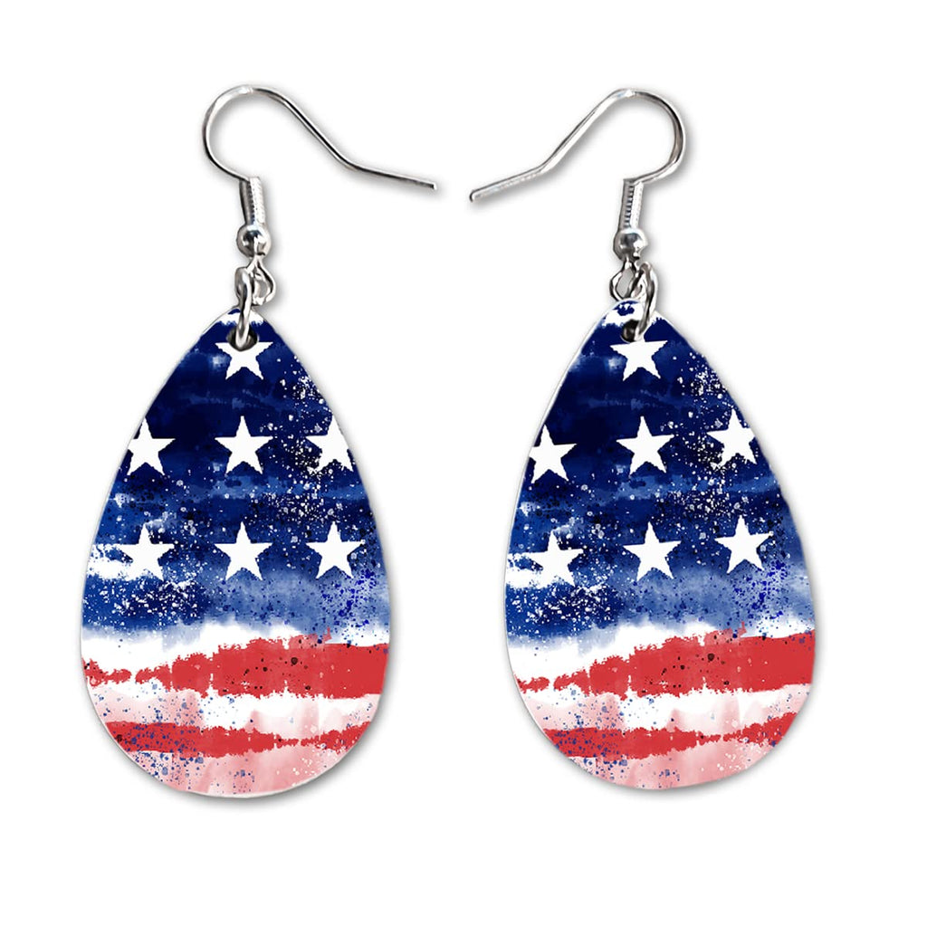 America 250 Celebration - Patriotic Teardrop Earrings for Women - American Flag Design - Lightweight MDF - Double-Sided Print - Made in the USA