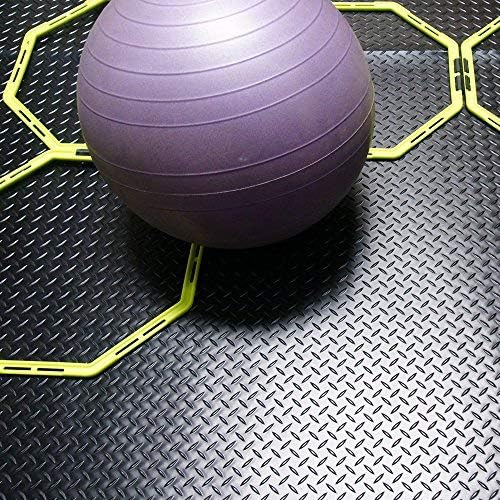 Rubber-Cal Diamond-Plate Rubber Flooring Rolls - 3 mm x 4 ft x 3 ft Rolls - Black