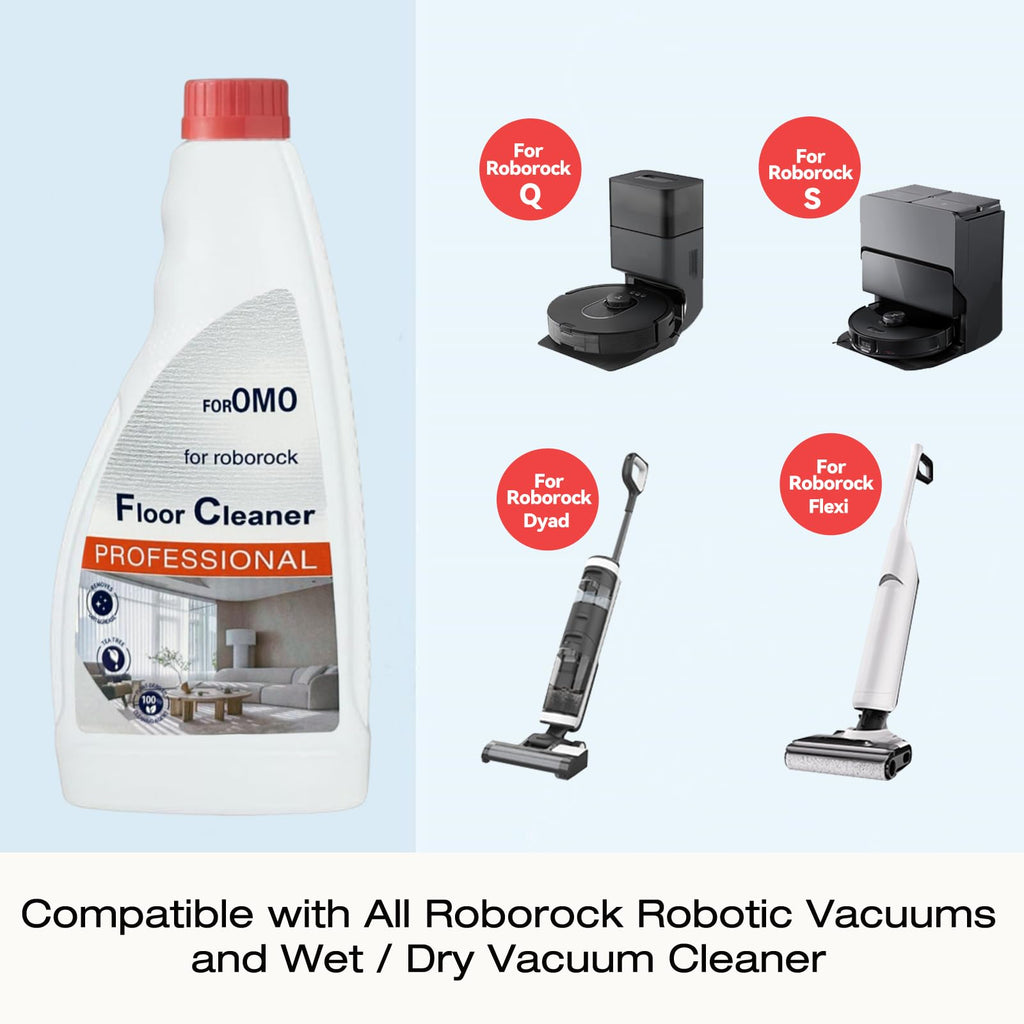 Vacbeuta Floor Cleaning Solution Compatible With Roborock Robot Vacuum And Mop Cleaner， Deep Cleans For Multiple Hard Floors, Suitable With All Robot Vacuums With Mopping (3 Bottle)