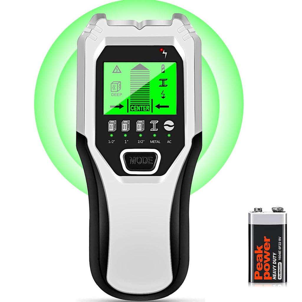 Stud Finder Wall Scanner 5 in 1 Multifunctional Upgraded Smart Wall Scanner, Stud Sensor Beam Detector with Battery for Wood Metal and AC Wire Detection, Comes with HD LCD Display and Audio Alarm