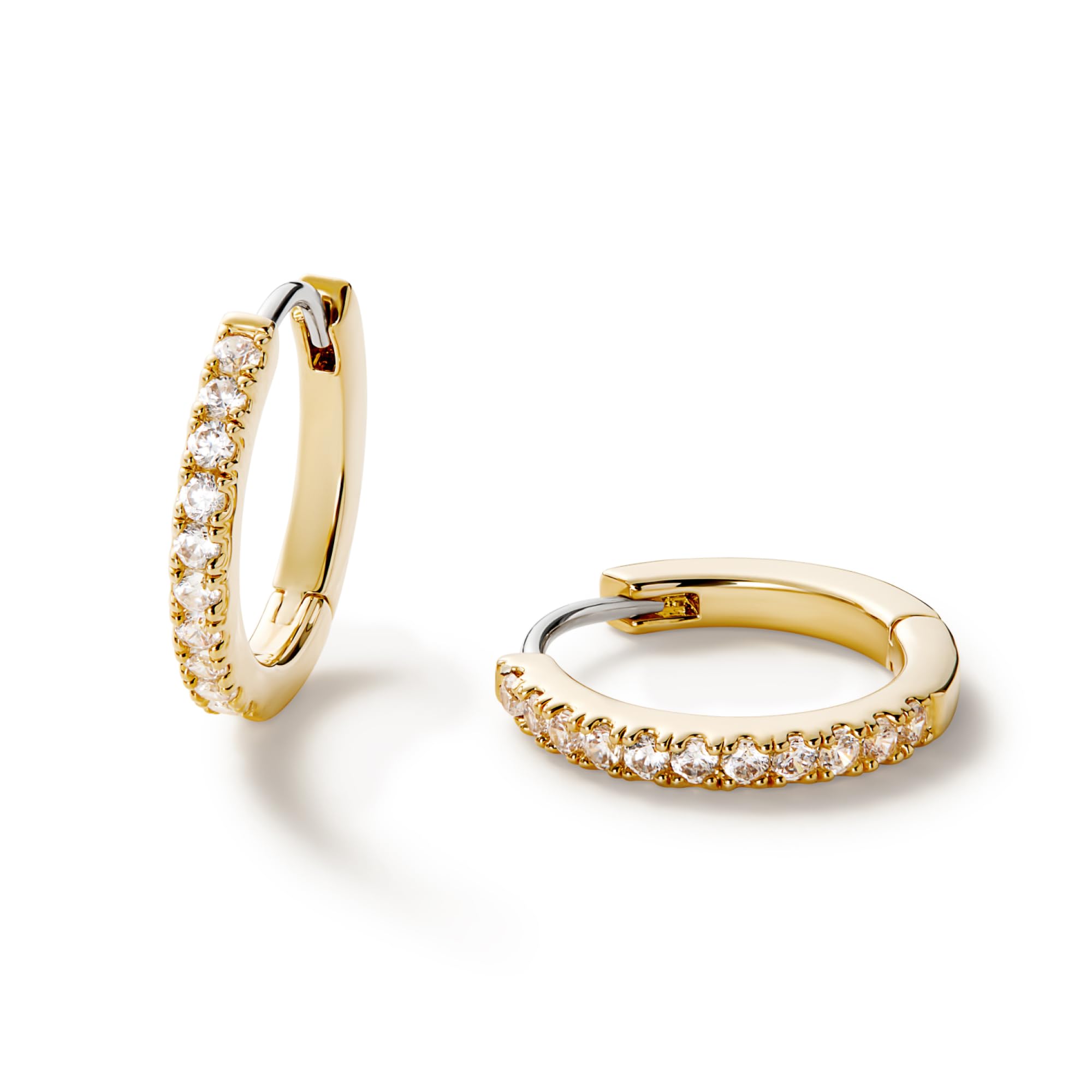 Ana Luisa Huggie Hoop Earrings - Minimal Single & Stacked Double Hoop Styles for Women - 14K Gold Plated, Silver Rhodium & Two-Tone - Hypoallergenic, Water-Resistant, Tarnish-Free