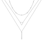 Turandoss 14K White Gold Plated Silver Layered Necklace for Women Jewelry