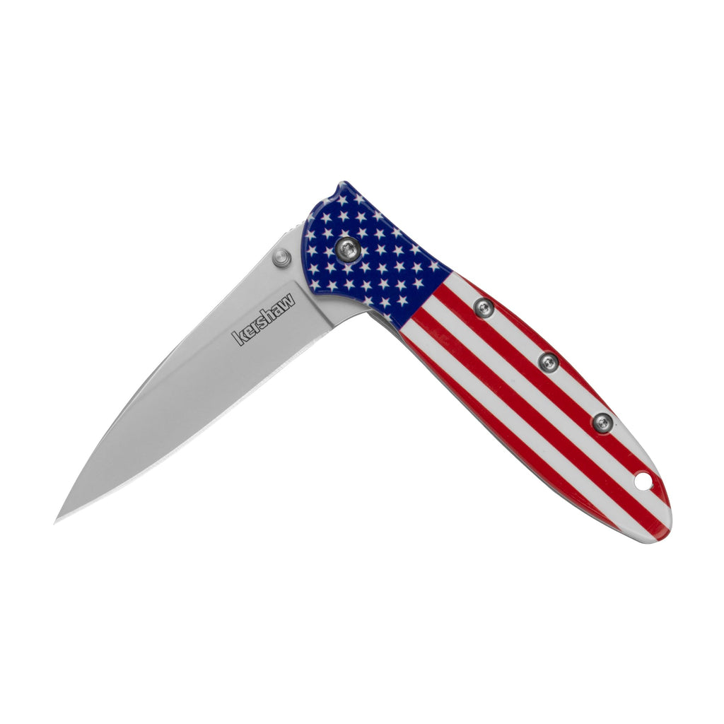 Kershaw Leek Folding Pocket Knife, 3" Sandvik 14C28N Blade, Aluminum Handle, Slim and Versatile Tool, Made in the USA
