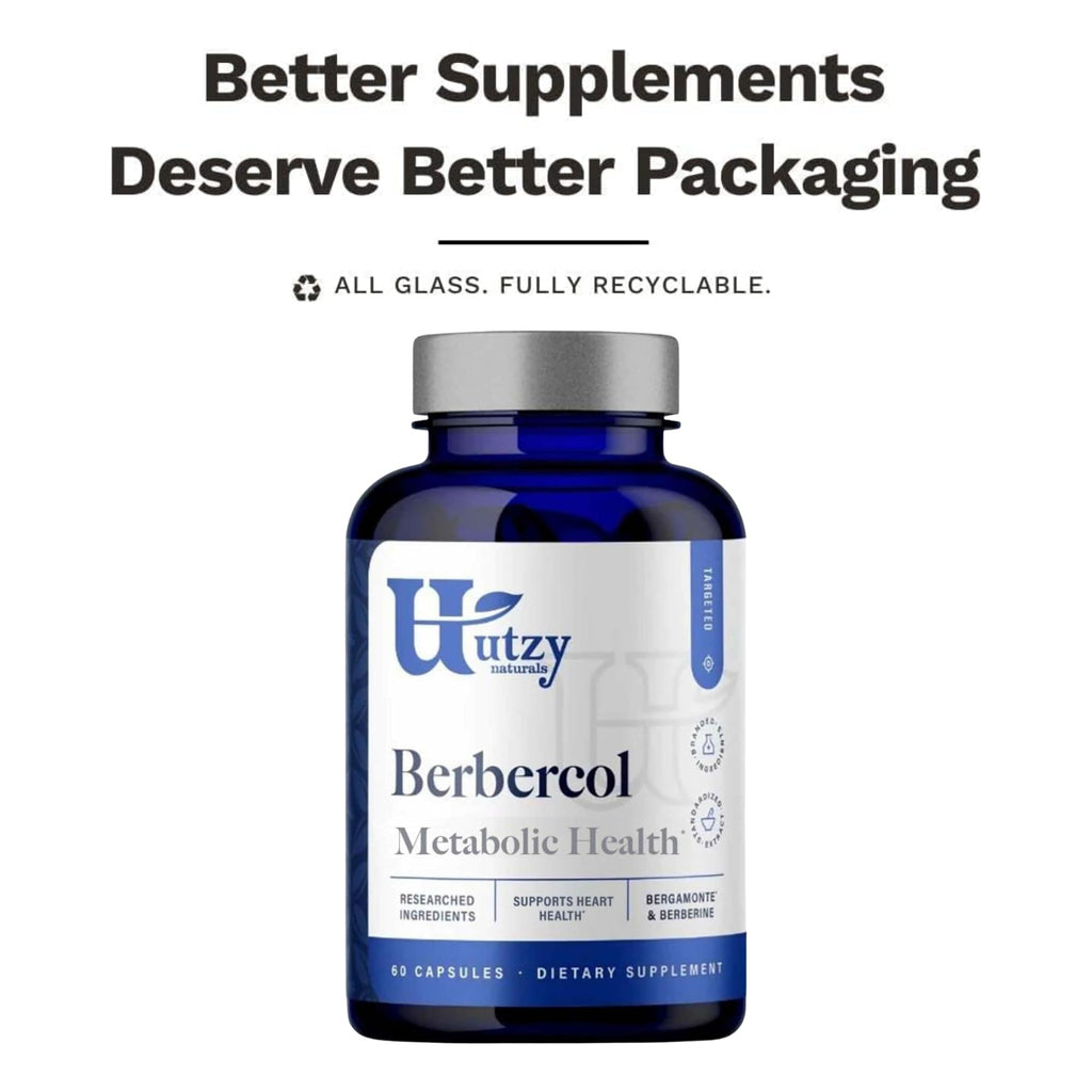 Utzy Naturals Berbercol | 500mg Citrus Bergamot (as Bergamonte) & Berberine | Naturally Supports Heart Health and More | 60 Capsules