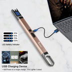 SUPRUS Candle Lighter Electric Arc Lighter Windproof Flameless USB Rechargeable Lighter with LED Light for Candle Camping BBQ Cooking (Black+Champagne Gold)