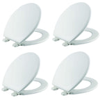 Mayfair Linden Slow Close Toilet Seat, Non Slip Heavy Duty Wood, Easy Install, Made in USA, Round, White, 4 Pack
