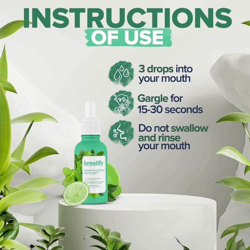 Breatify Bad Breath Eliminating Serum – Bad Mouth Smell Removing Drops – Easy to Carry and Handy Fresh Breath Oil-serum, 20 mL, 0.68 Oz (Pack of 3)