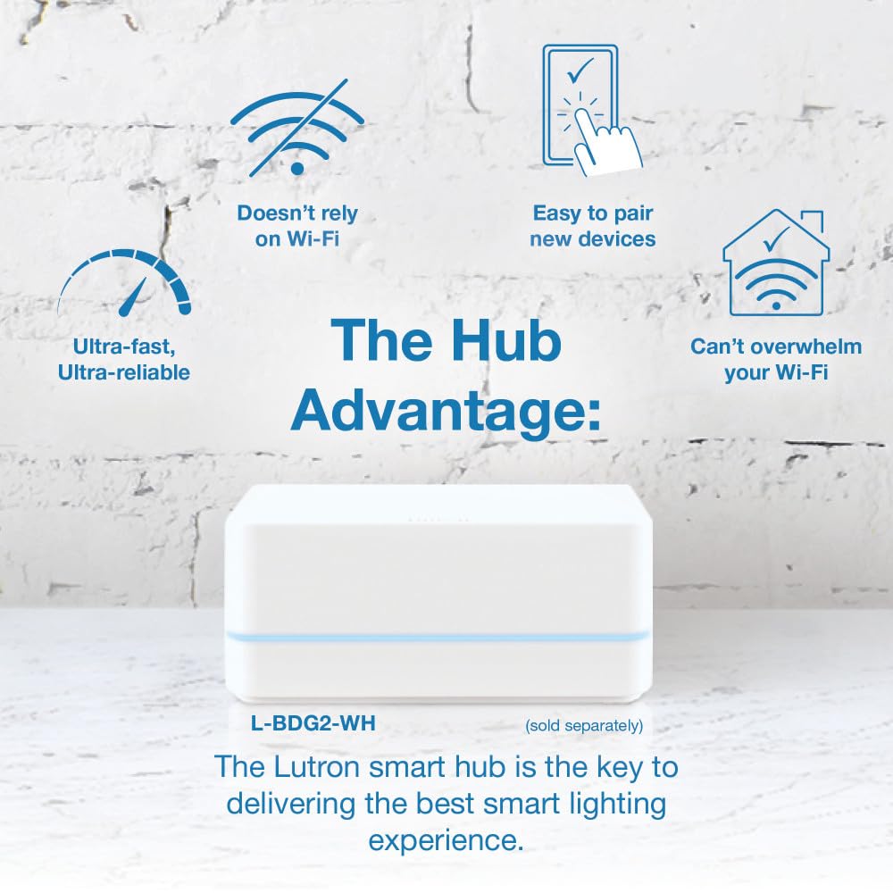 Lutron Diva Smart Dimmer Light Switch for Caseta Lighting (Lutron Smart Hub Required), for LED Lights, 150W, Single-Pole/3-Way, No Neutral, Brown (DVRF-6L-BR)