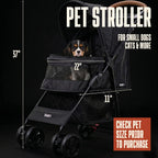 Pet Stroller for Small Dogs & Cats, Foldable Pet Stroller with Breathable Mesh, Storage Basket & Cup Holder, Lightweight 4-Wheel Dog Stroller, Portable Travel Pet Carrier (Up to 35 lbs)
