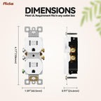 AIDA 10 Pack Matte White 15 Amp Outlet Duplex Electrical Receptacle Outlets,Power Outlet,Tamper Resistant,Heavy-Duty Receptacle, 2 Pole,3-Wire, Self-Grounding Clip, NEMA 5-15R,UL Listed