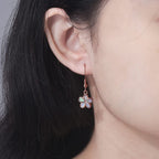 CiNily Rose Gold Plated Flower Dangle Drop Earrings Opal Earrings for Women