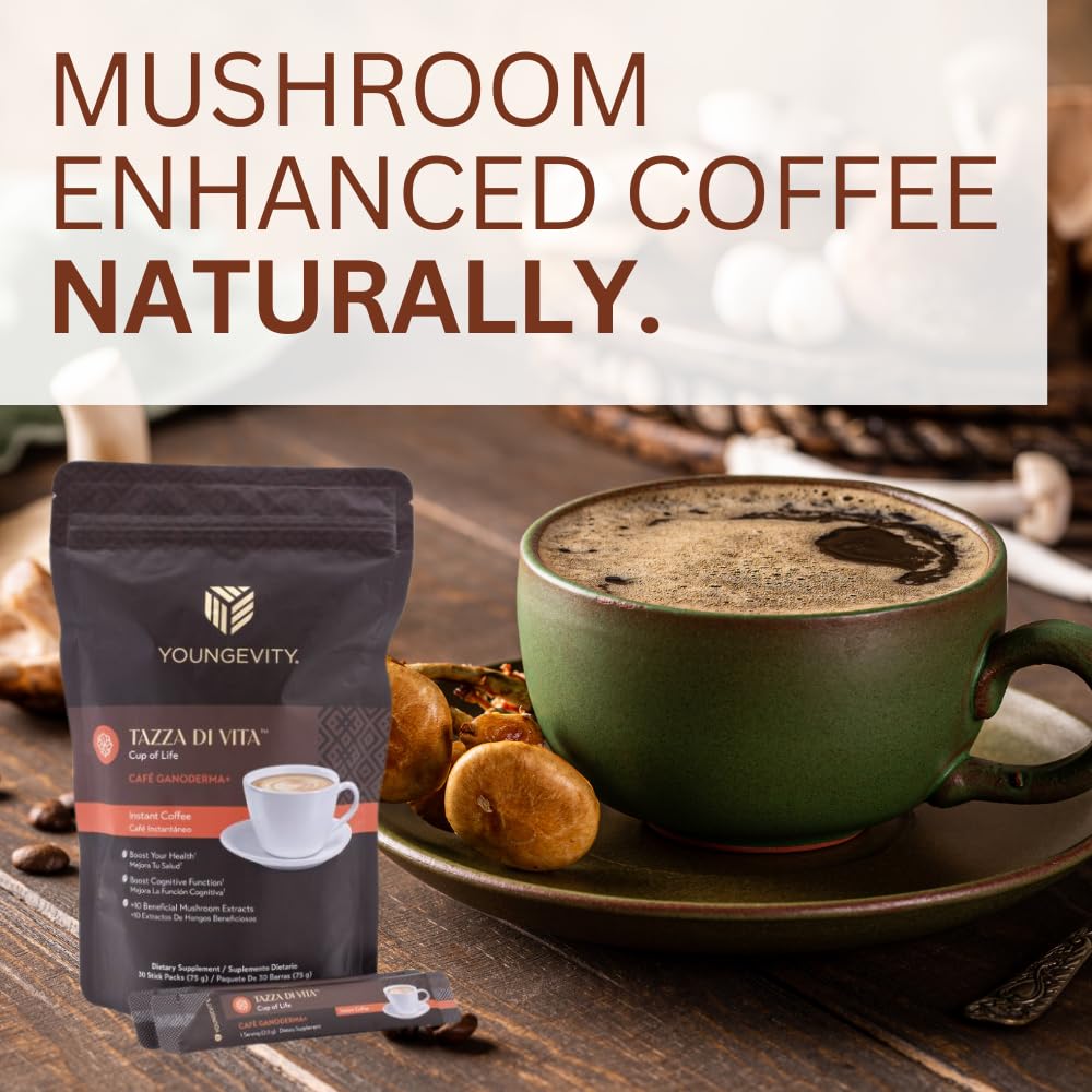 Youngevity Tazza Di Vita Cafe Ganoderma Coffee 30 stick pack (Pack of 3)