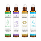 HERBROMAS Aromatherapy Oils Roller Set, Natural Pre-diluted Essential Oils Roll On with Glass Rollerball, Relaxation Gift for Women & Men, Christmas Gift, Pack 4 x 0.33fl.oz
