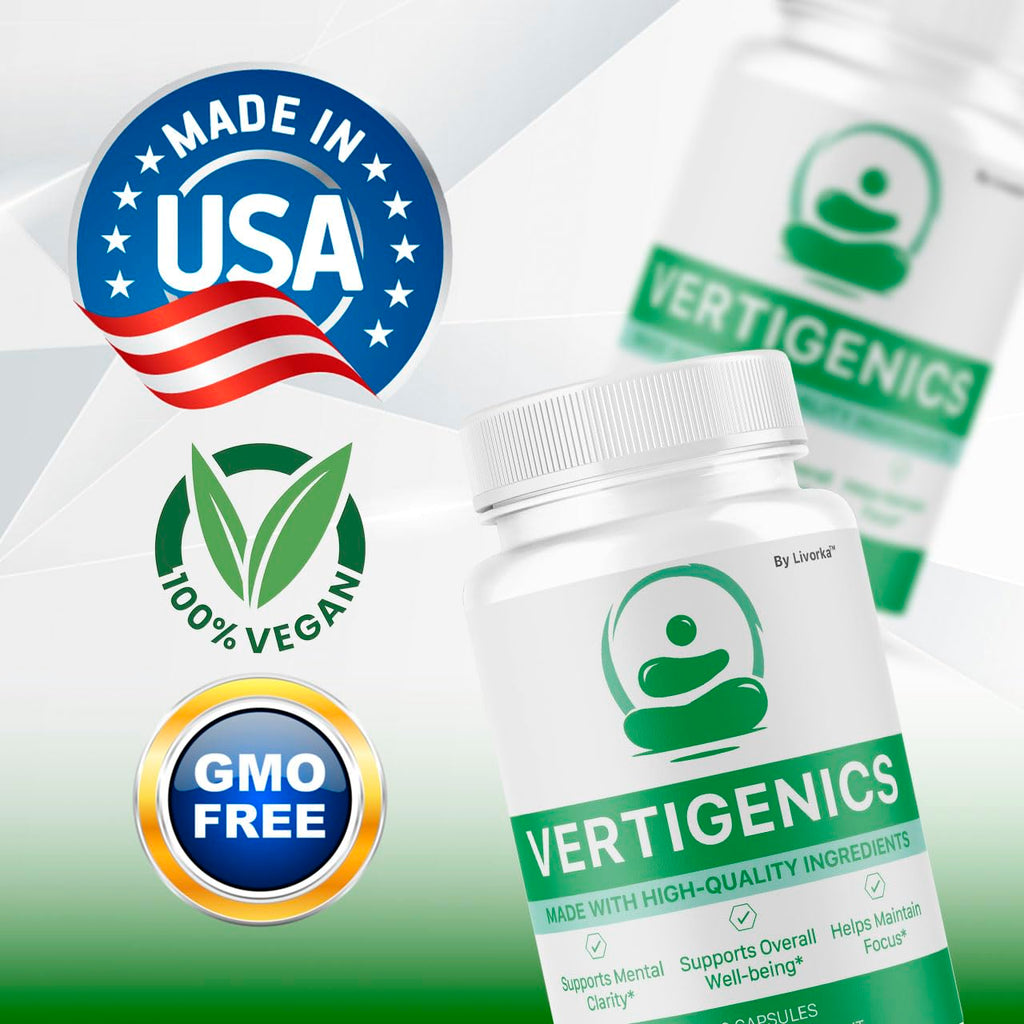 (2 Pack) Vertigenics Supplement Capsules, Vertigenics Capsules, Vertigenics Review, Vertigenics Advanced Formula Brain Health Support, Vertigenics Pills All Natural Formula, 120 Capsules for 2 Months