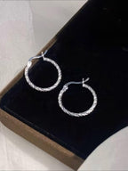 S925 Sterling Silver Minimalist Geometric Twist Circle Hoop Earrings - Durable, Hypoallergenic, and Nickel-Free Jewelry (silver, 20mm)