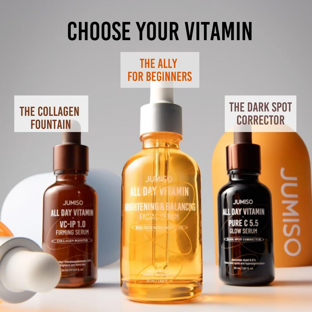 JUMISO All Day Vitamin Serum, Brightening & Balancing Facial Serum, Gift, Vitamin C, A, B, D, E , Serum with Vitamin, Korean Skincare, Skin brightening, soothing, Vegan serum, Vitamin tree extract 86.14%, Niacinamide 20,000ppm,1.01 fl oz (serum)