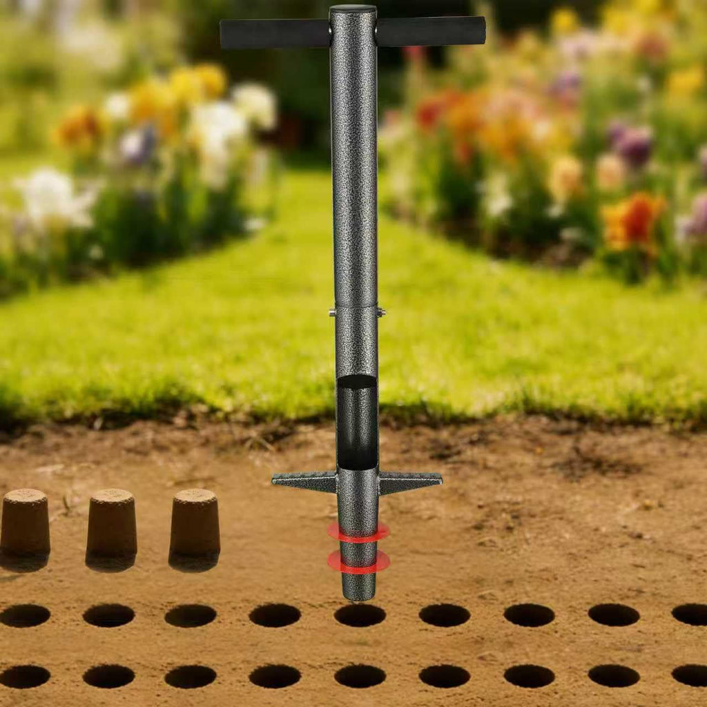 DIOVPLX Bulb Planter Tool, 33.5" Long Handle Sod Plugger for Standing Planting, 2"/4"/6" Adjustable Depth Garden Hole Digger, Heavy Duty Auto Eject Lawn Plugger for Flower Bulbs,Grass Plugs,Seedlings