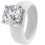 Rinfit Silicone Ring with Stone, Round Cut CZ - Pack: A, Wht/Sil, Size 7