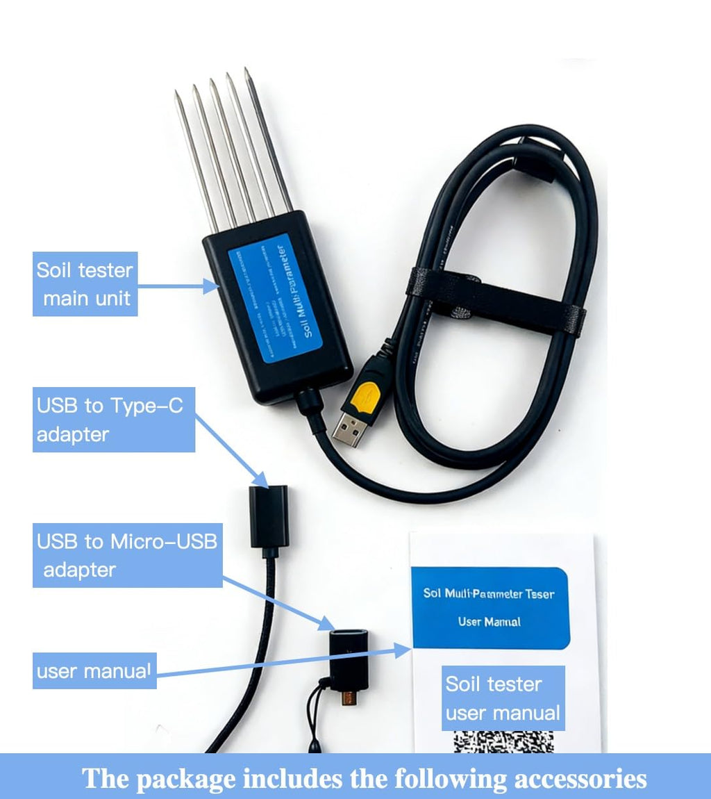 8 in 1 Soil Tester, Nitrogen, Phosphorus, Potassium Npk Tester, Ph, Moisture, Nutrient Conductivity, Ec Meter,High Accuracy Digital Sensitive,Soil Fertility Test
