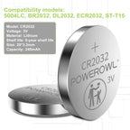 POWEROWL High Capacity CR2032 Battery (20-Pack) 3v Lithium Batteries, Leak-Free, Long Lasting Cr 2032