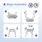 BRITULIF Adjustable Shower Chair with Arms & Back, Stable Heavy Duty 550lbs Safety Bathtub Seat with Non-Slip Feet, Rust-Resistant Aluminum Frame & Tool-Free Assembly for Elderly & Disabled