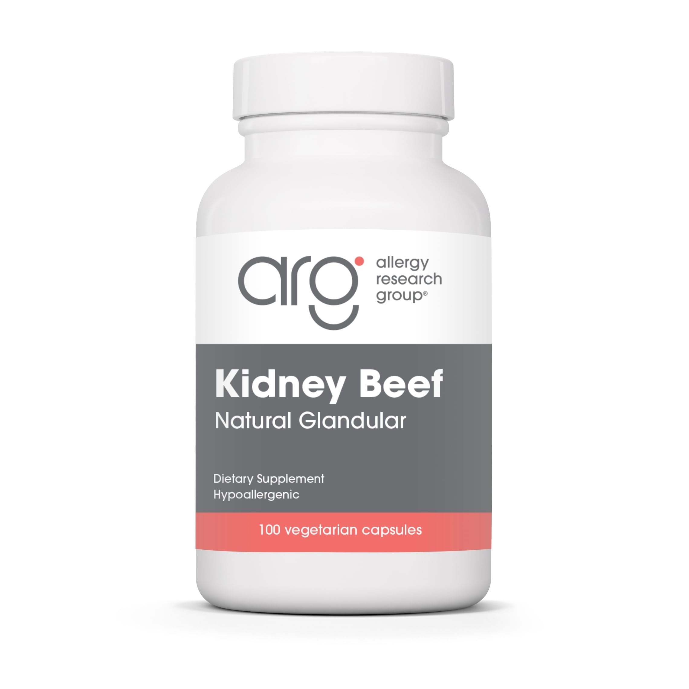 Allergy Research Group ARG Kidney Beef - Kidney Glandular Supplement - Freeze-Dried Organ Extract - Renal & Fluid Balance Support - Lyophilized Formula - Hypoallergenic - 100 Servings - 100 Vegicaps