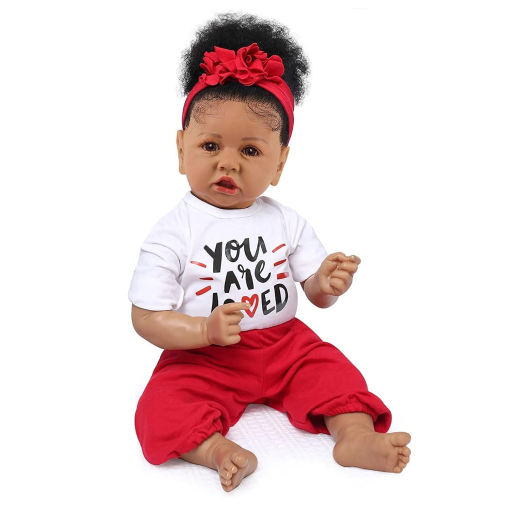 KSBD Realistic Reborn Baby Doll Black Girl – 20 Inch Lifelike Real Life African American Newborn Doll with Soft Body Gift Set for Kids Age 3+