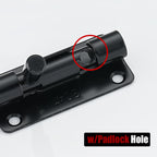 JQK Door Security Slide Latch Lock Barrel Bolt, 304 Stainless Steel Sliding Gate Latches Thickened 1.4mm with Padlock Hole, Black, 4 Pack HBB120-BK-P4