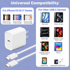 Fast Charger for iPhone 17/16/15 Charger,10FT Extra Long Fast Charging 3Pack Block USB-C to USB C Fast Charging Cable Cord for iPhone Air/17 Pro Max/iPhone 16 Pro/16 Plus/15 Pro Max,iPad Pro/Air/Mini