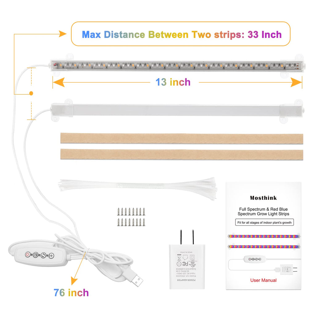 Mosthink Grow Strip Lights for Indoor Plants Under Shelf Cabinet