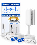 Sleek Socket Original & Patented Ultra-Thin Outlet Concealer with Cord Concealer Kit, Flat Extension Cord with Multi Outlets Power Strip, Ideal for Home Improvement, Hide Bulky and Messy Cords