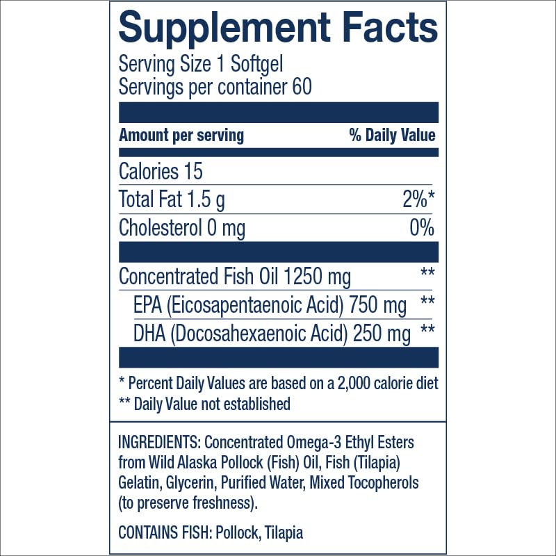 Wiley's Finest Wild Alaskan Fish Oil Peak EPA - Triple Strength Peak EPA & DHA Supplement - 1000mg Fish Oil - Omega-3s for Joint Health Support - 60 Softgels (60 Servings)