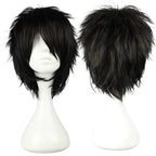Short Black Cosplay Wig Spiky Fluffy Heat Resistant Synthetic Hair Emo Wig