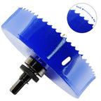 Luomorgo 155mm/6.1 inch Hole Saw with Arbor, 1 1/4 inch Cutting Depth HSS Bi-Metal Hole Cutter for Wood Cornhole Boards Plastic Drywall & Metal Sheet