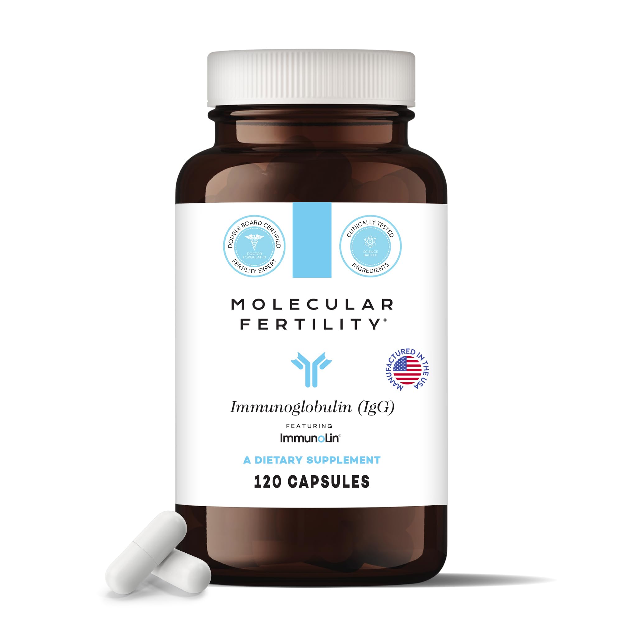 Molecular Fertility Immunoglobulin IgG Supplement for Men & Women - Dairy-Free, Bovine Colostrum Alternative - IGA IgM ImmunoLin for Immune Support, Gut Health, Reproductive Wellness - 60 Servings