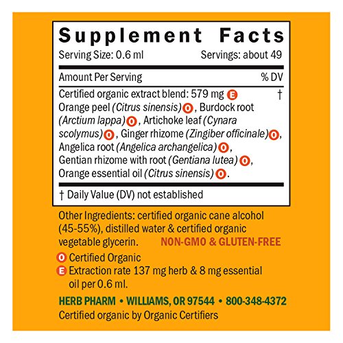 Herb Pharm Better Bitters Certified Organic Digestive Bitters, Orange, 1 Ounce (Pack of 2)