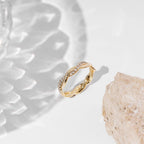 PAVOI 14K Gold Plated Twisted Rope CZ Eternity Ring for Women - Yellow Gold