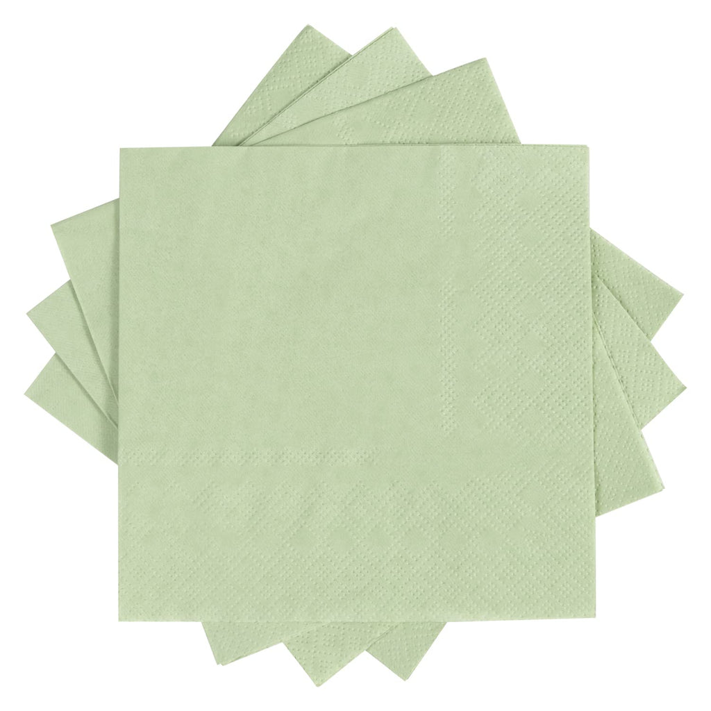 300 Pack Cocktail Napkin 2-Ply Dessert Napkins Folded 5 x 5 Inches Disposable Napkins for Dinner Wedding Birthday Party Bridal Anniversary Reception Event (300, Sage-Green)