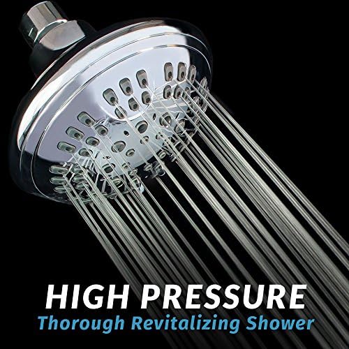 Luxury Spa Series Shower Head, 6 Spray Setting, 4.5 Inch Adjustable High Pressure Shower Head Fixture for Hard Water, 360-Degree Tilt Massage Shower System - Polished Chrome Shower Head