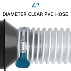 Qucship PVC Dust Collection Hose 4" x 10', Puncture-Resistant, Flexible Clear PVC Fume Hose with Carbon Steel Wire Coil for Dust Collection Systems